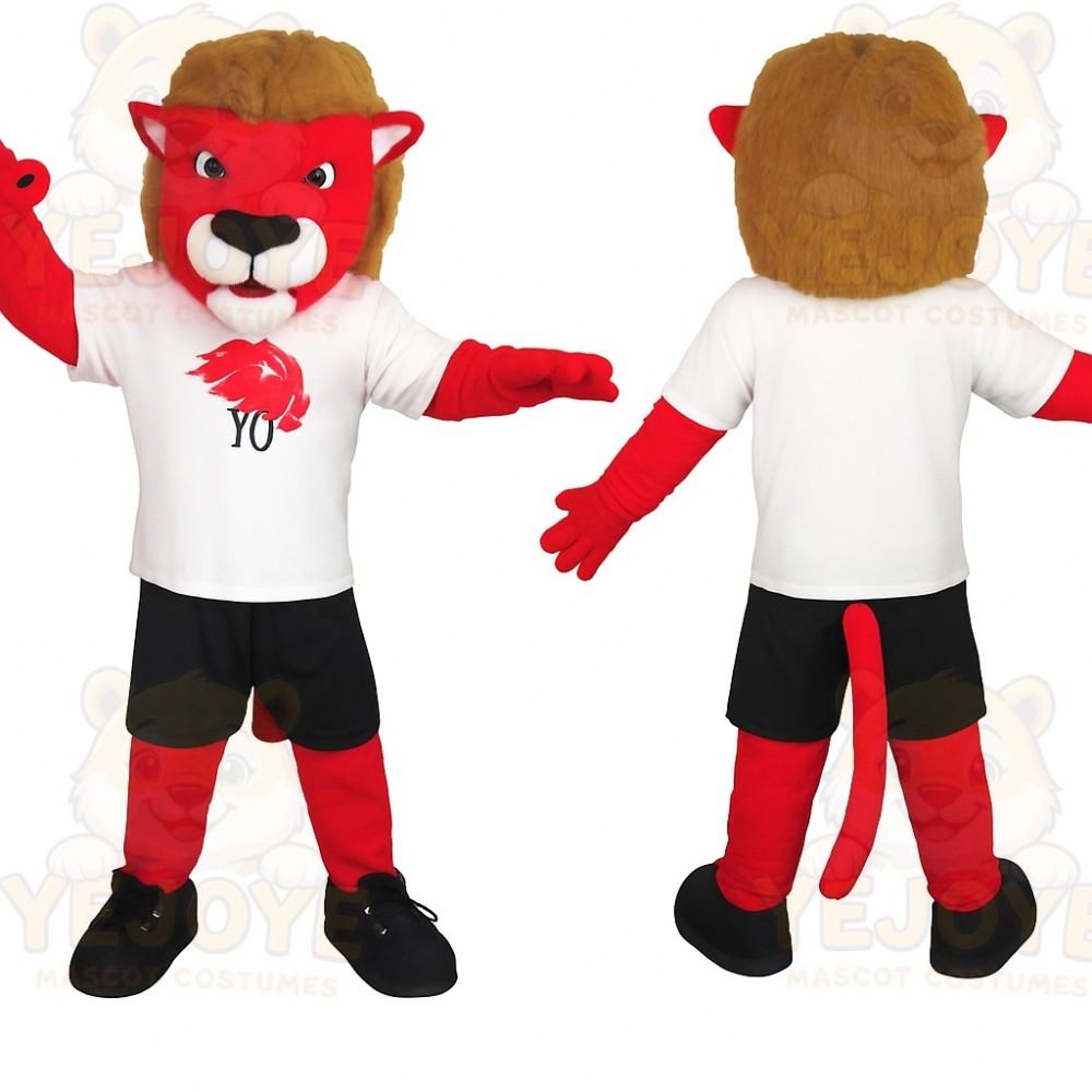 Red Brown White Black Lion Mascot Costume