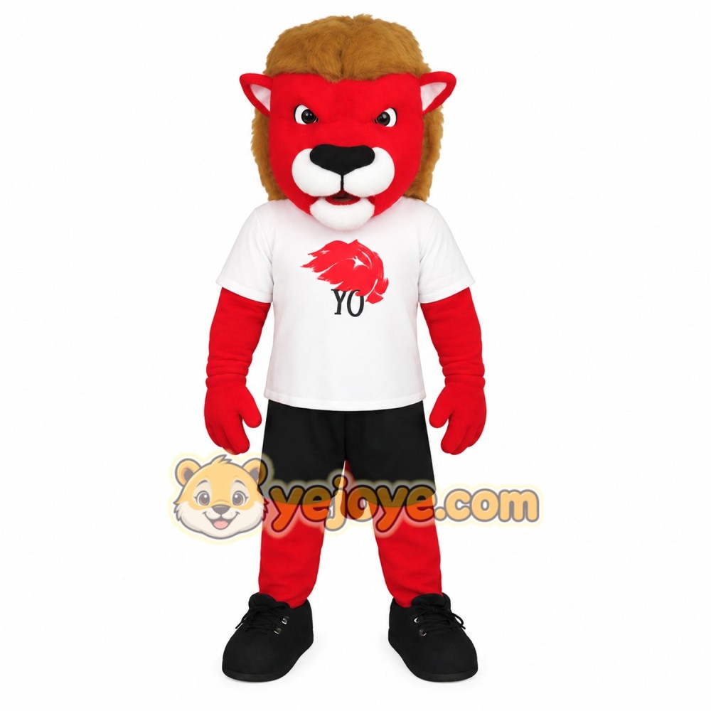 Red Brown White Black Lion Mascot Costume Red Brown White Black Lion Mascot Costume