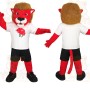 Red Brown White Black Lion Mascot Costume