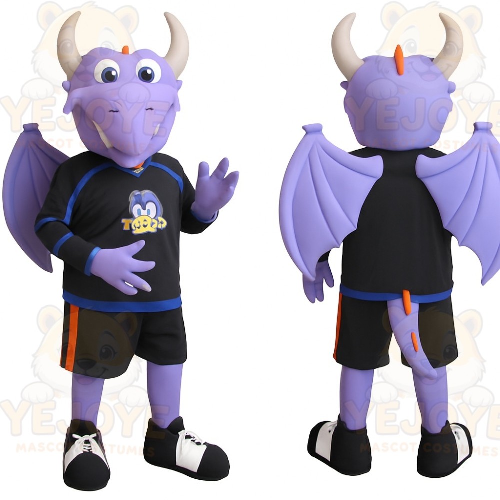 Purple Black Winged Dragon Mascot Costume