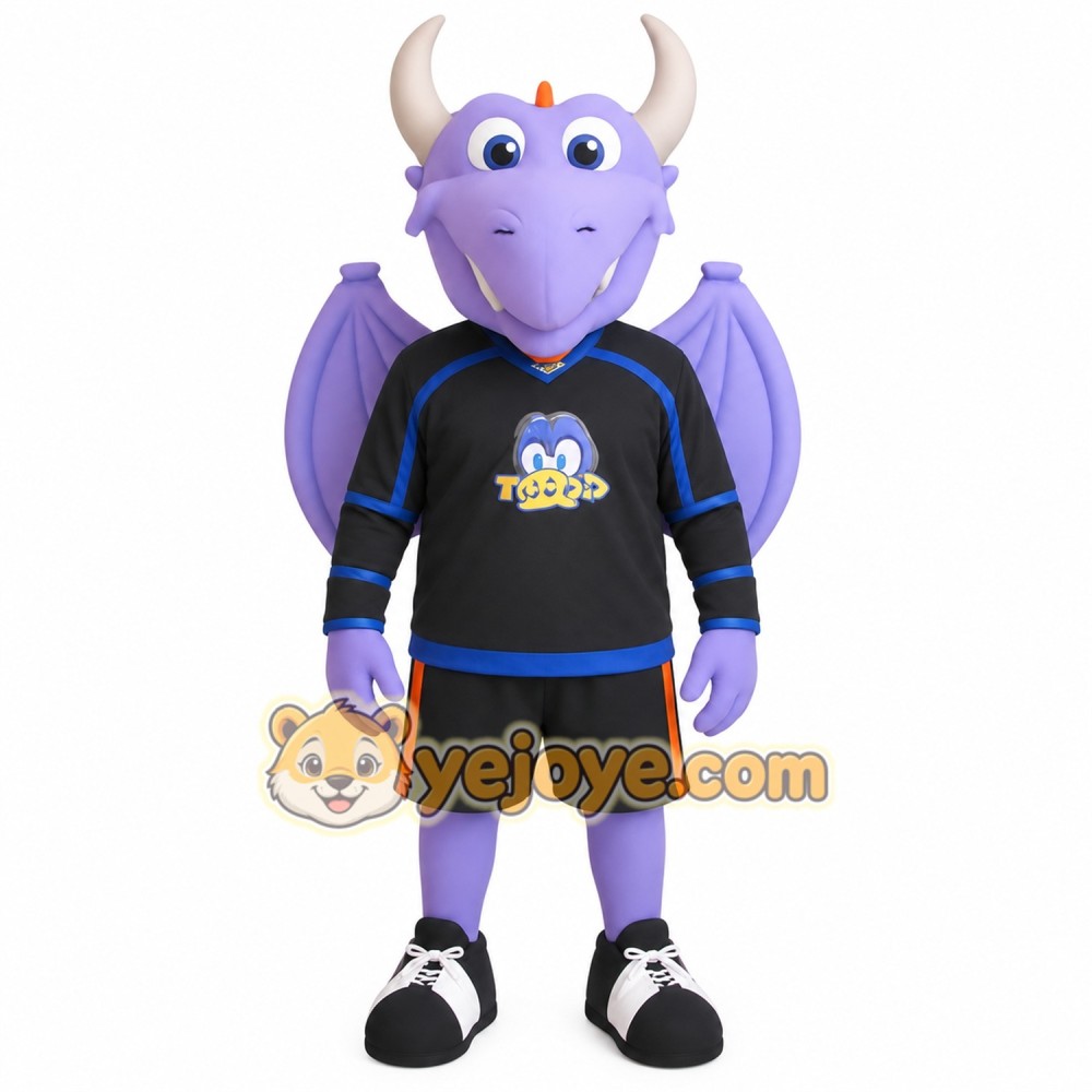Purple Black Winged Dragon Mascot Costume