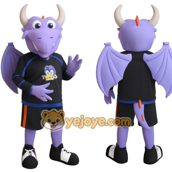Purple Black Winged Dragon Mascot Costume