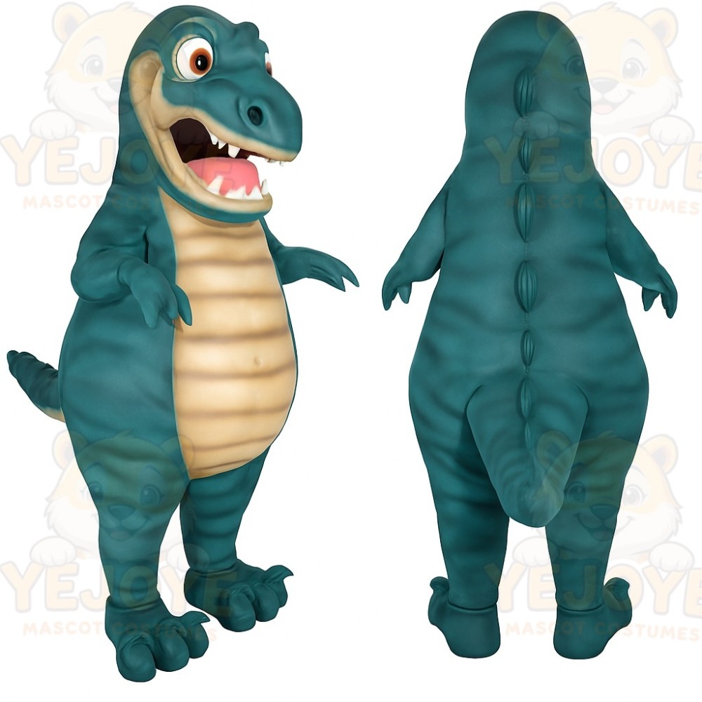 Teal Beige T Rex Dinosaur Mascot Costume