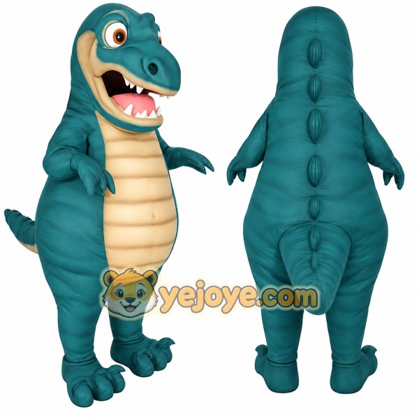 Teal Beige T Rex Dinosaur Mascot Costume