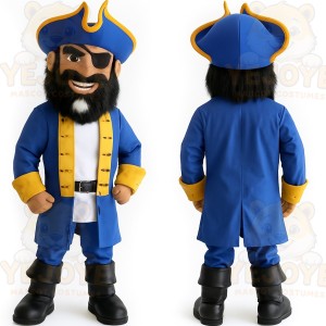 Blue Yellow Bearded Pirate Mascot Costume