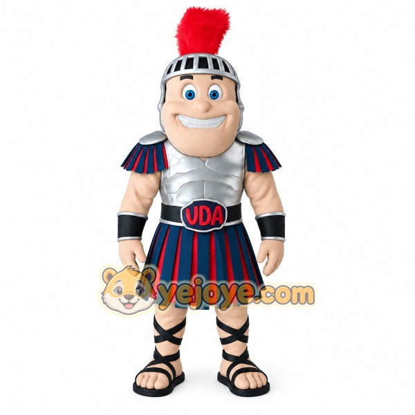 Silver Navy Red Gladiator Mascot Costume