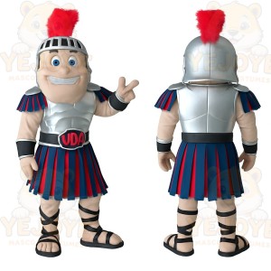 Silver Navy Red Gladiator Mascot Costume