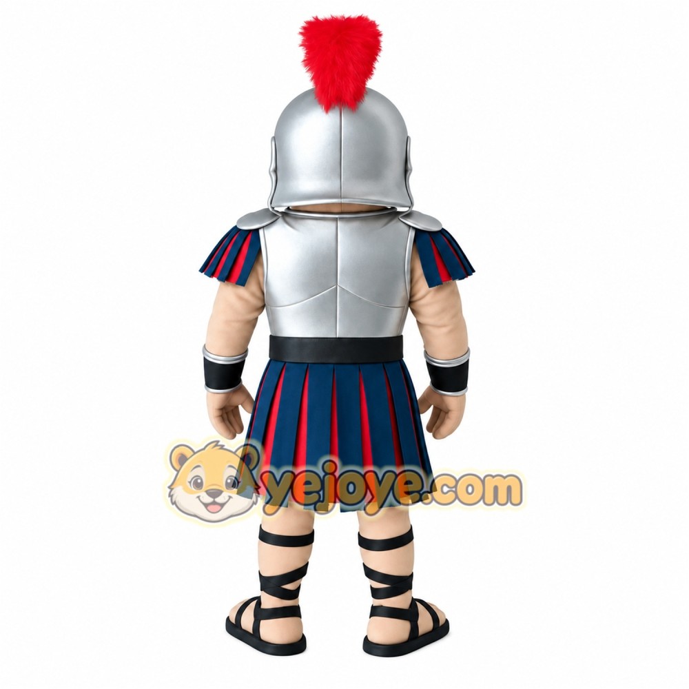 Silver Navy Red Gladiator Mascot Costume Silver Navy Red Gladiator Mascot Costume
