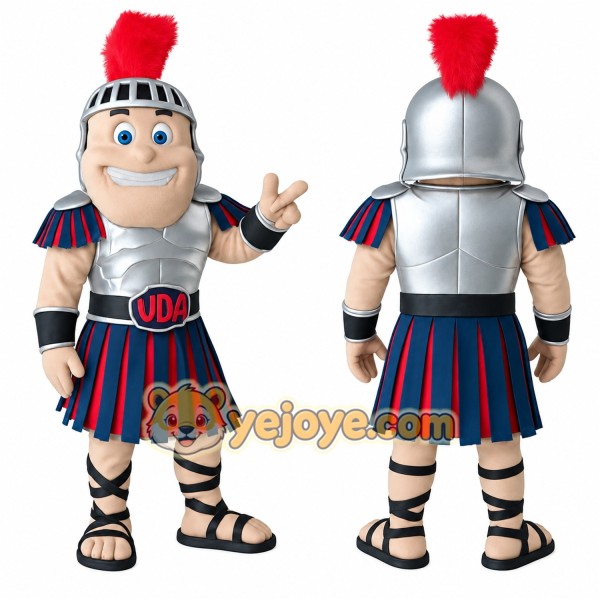 Silver Navy Red Gladiator Mascot Costume
