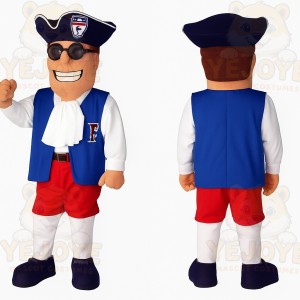Navy Blue Red White Colonial Gentleman Mascot Costume