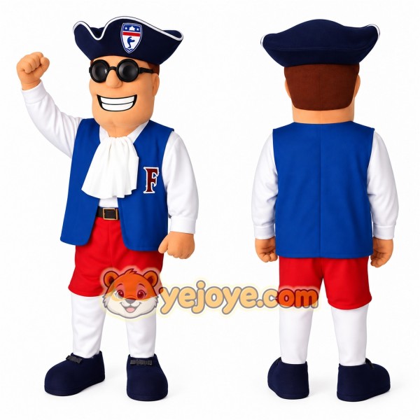 Navy Blue Red White Colonial Gentleman Mascot Costume