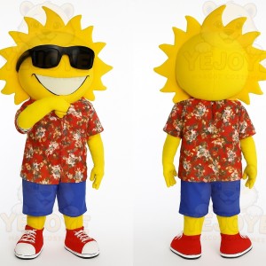 Yellow Red Blue Sun Mascot Costume