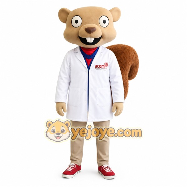 Beige Brown Squirrel Doctor Mascot Costume Beige Brown Squirrel Doctor Mascot Costume