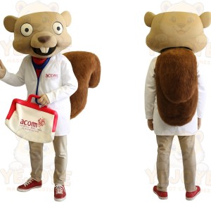 Beige Brown Squirrel Doctor Mascot Costume