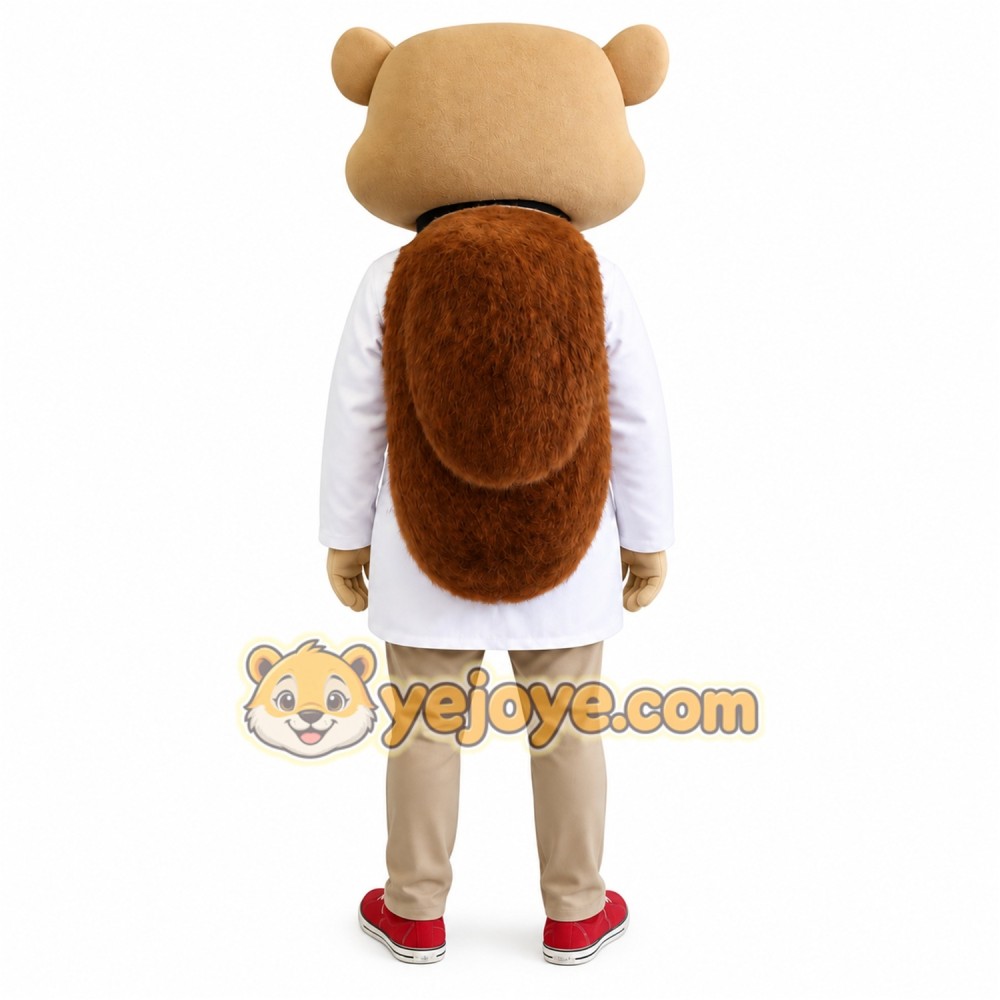 Beige Brown Squirrel Doctor Mascot Costume Beige Brown Squirrel Doctor Mascot Costume