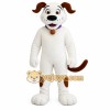 White Brown Spotted Dog With Purple Collar Mascot Costume White Brown Spotted Dog With Purple Collar Mascot Costume