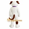 White Brown Spotted Dog With Purple Collar Mascot Costume White Brown Spotted Dog With Purple Collar Mascot Costume