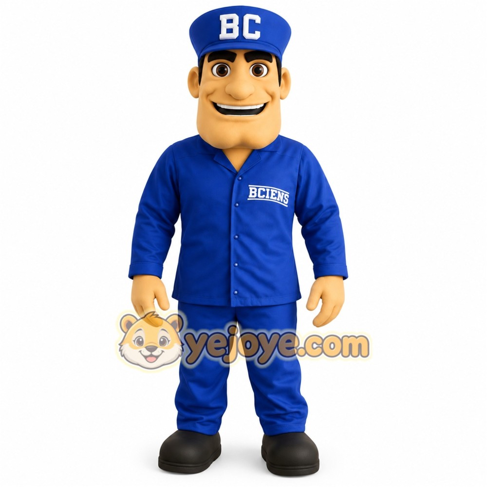 Blue Uniform Worker Man Mascot Costume Blue Uniform Worker Man Mascot Costume
