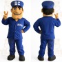 Blue Uniform Worker Man Mascot Costume