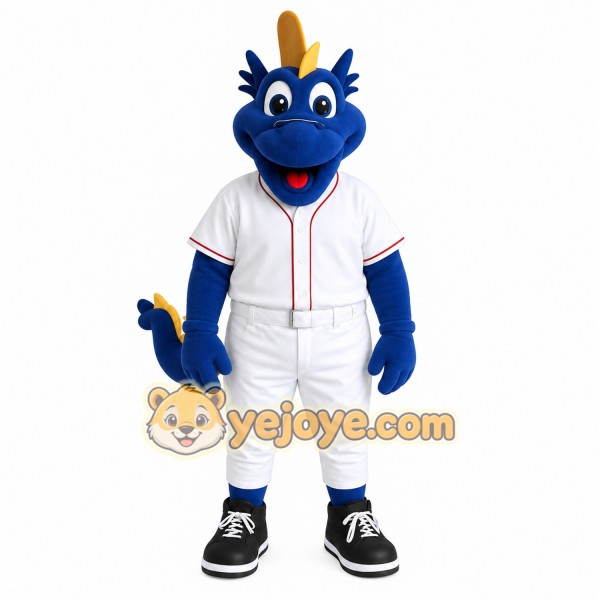 Blue White Baseball Dragon Mascot Costume