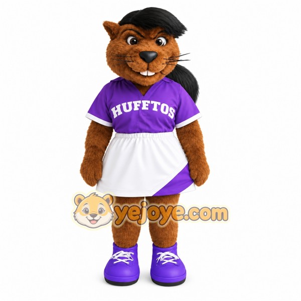 Brown Purple Cheerleader Otter Mascot Costume