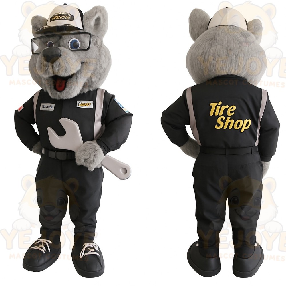 Gray Black Mechanic Mouse Mascot Costume