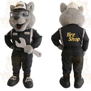 Gray Black Mechanic Mouse Mascot Costume