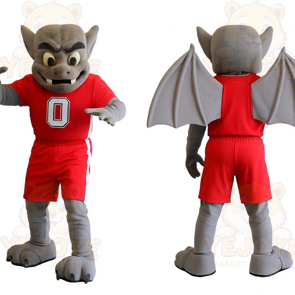 Gray Red Winged Gargoyle Mascot Costume
