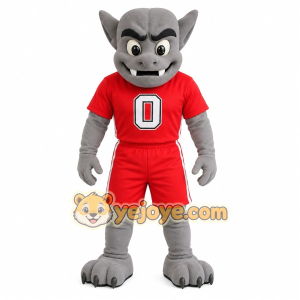 Gray Red Winged Gargoyle Mascot Costume