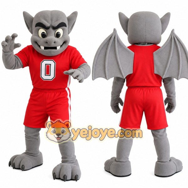 Gray Red Winged Gargoyle Mascot Costume