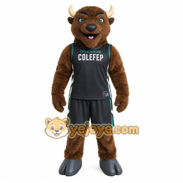 Brown Black Bison Mascot Costume Brown Black Bison Mascot Costume