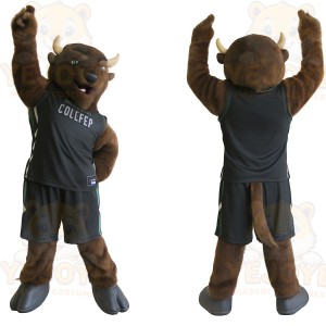 Brown Black Bison Mascot Costume