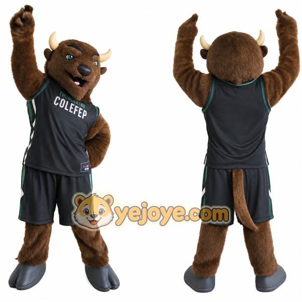 Brown Black Bison Mascot Costume
