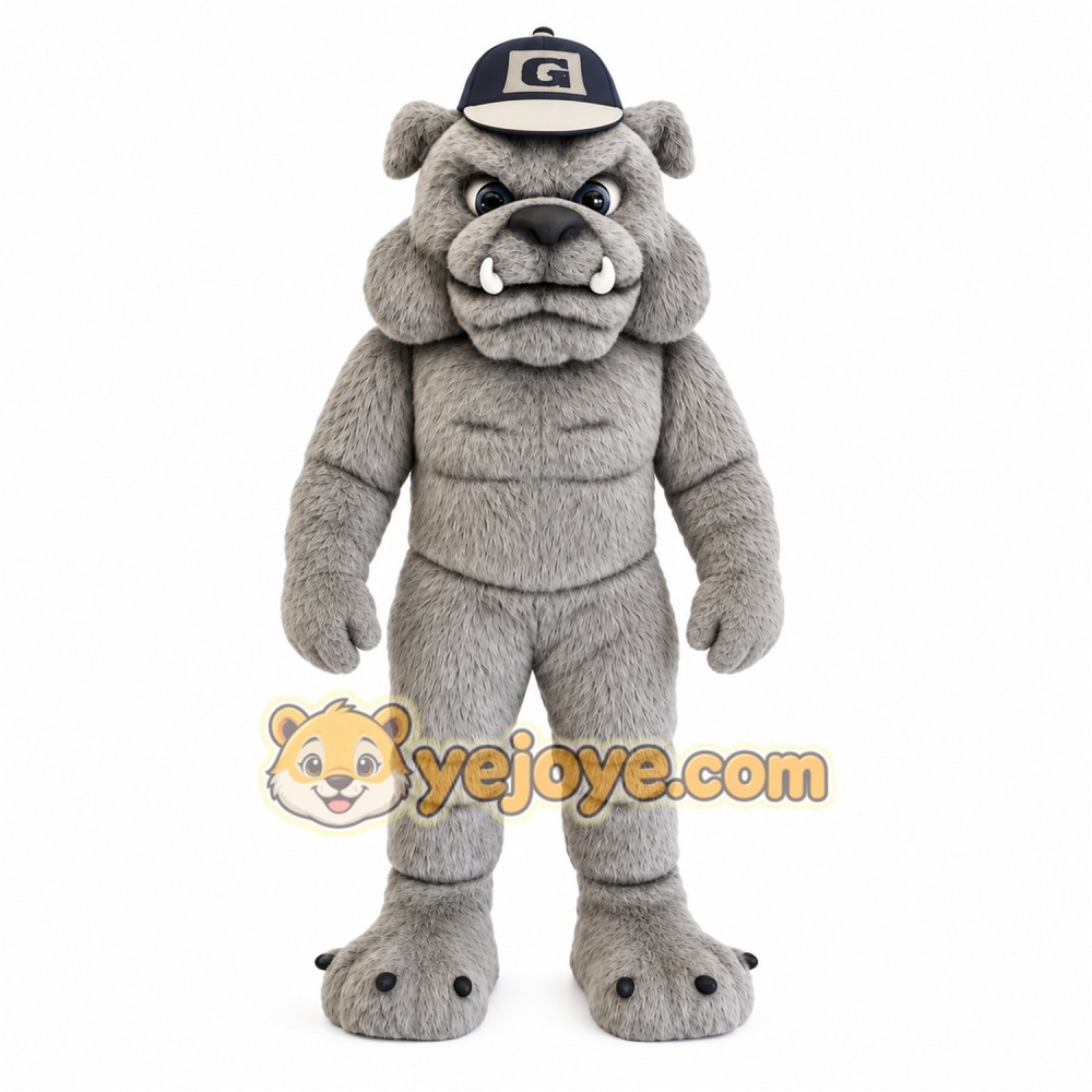 Gray Black Bulldog Mascot Costume Gray Black Bulldog Mascot Costume