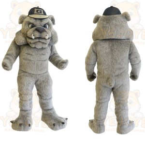 Gray Black Bulldog Mascot Costume