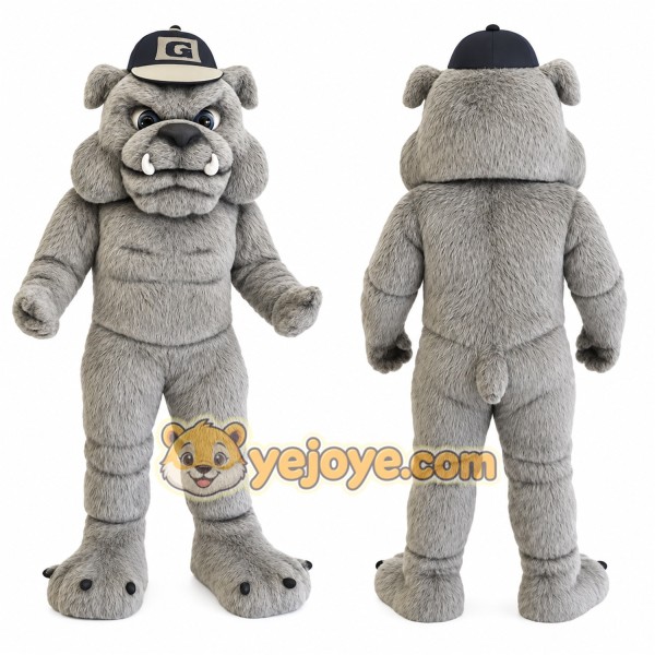 Gray Black Bulldog Mascot Costume
