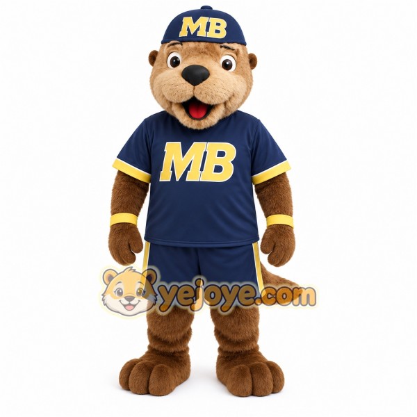 Brown Navy Yellow Otter Mascot Costume