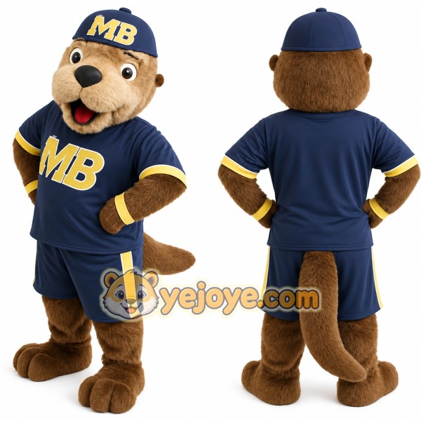 Brown Navy Yellow Otter Mascot Costume