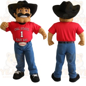 Black Hat Red Blue Cowboy Mascot Costume