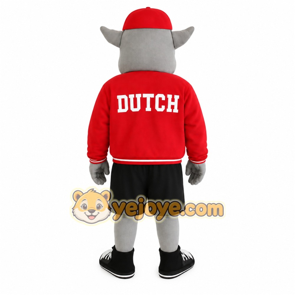 Red Gray Black Sports Troll Mascot Costume Red Gray Black Sports Troll Mascot Costume