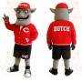Red Gray Black Sports Troll Mascot Costume
