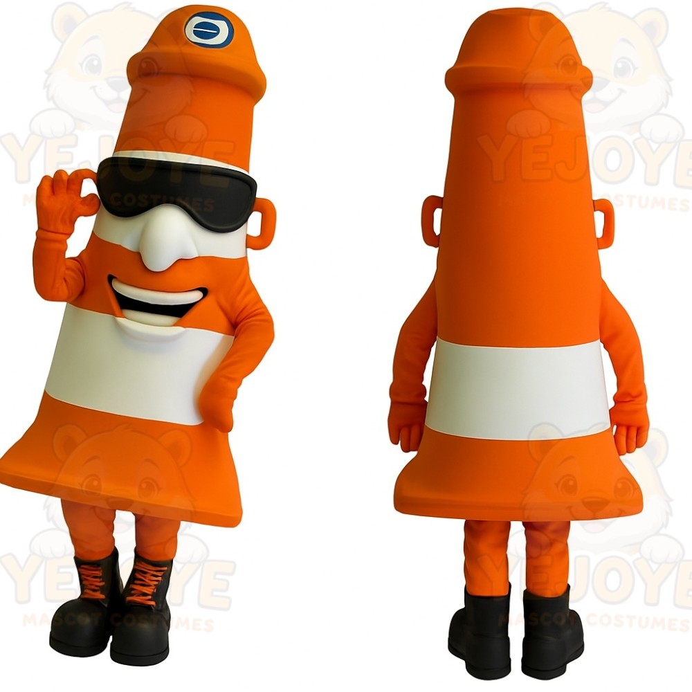 Orange White Traffic Cone Mascot Costume