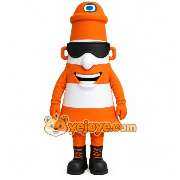 Orange White Traffic Cone Mascot Costume