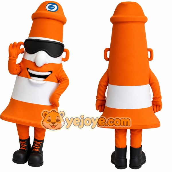 Orange White Traffic Cone Mascot Costume