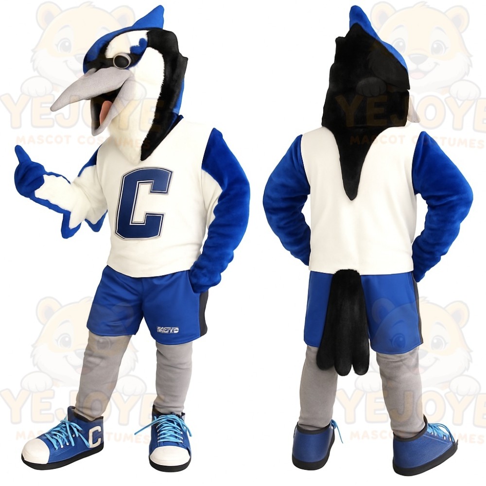 Blue White Black Blue Jay Mascot Costume