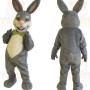 Gray White Rabbit With Green Bow Tie Mascot Costume
