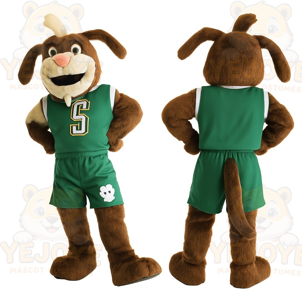 Brown Green Basketball Dog Mascot Costume