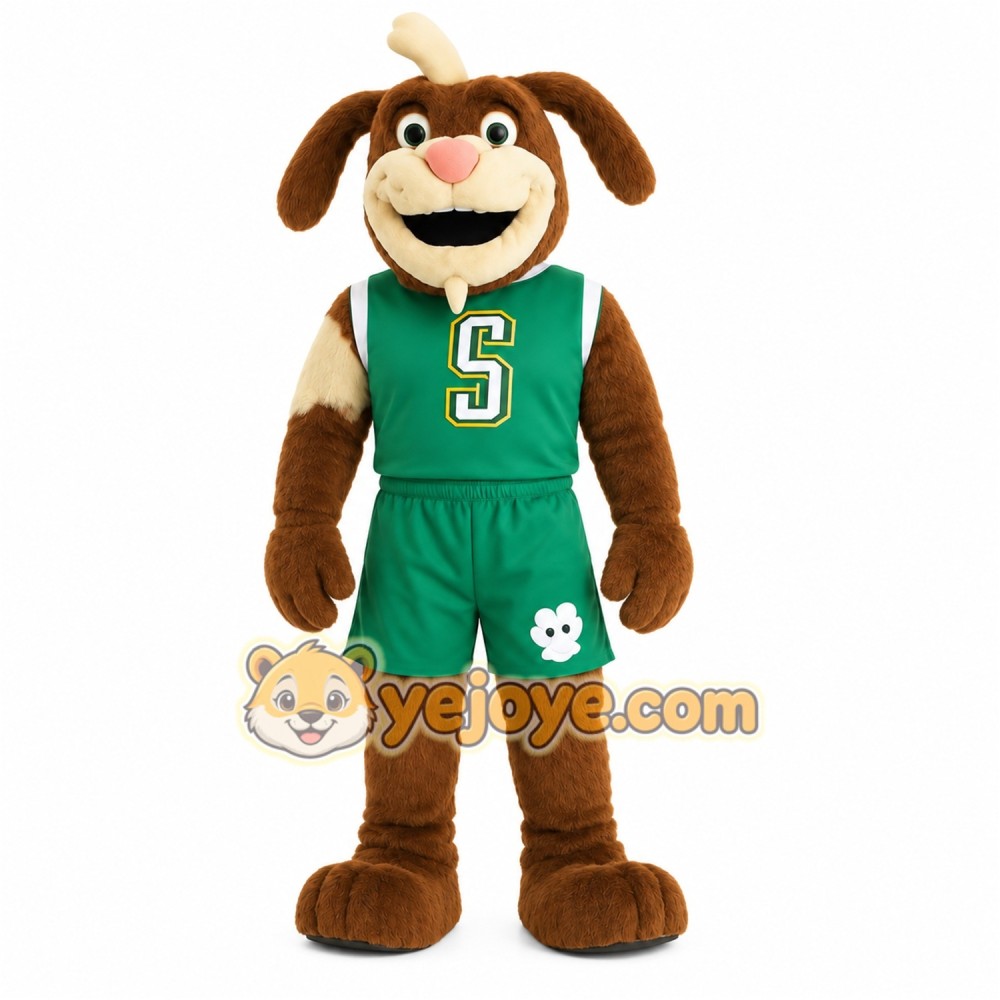 Brown Green Basketball Dog Mascot Costume