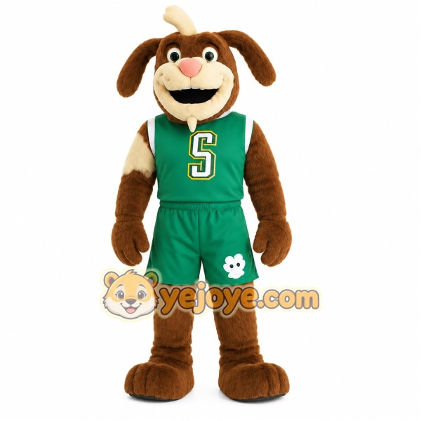 Brown Green Basketball Dog Mascot Costume Brown Green Basketball Dog Mascot Costume