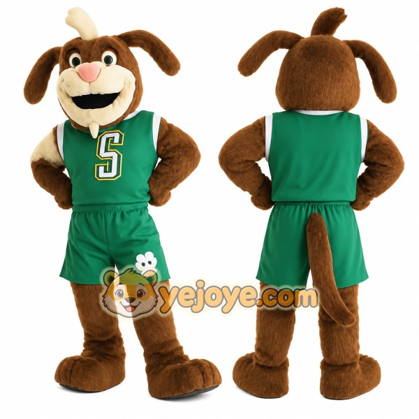 Brown Green Basketball Dog Mascot Costume